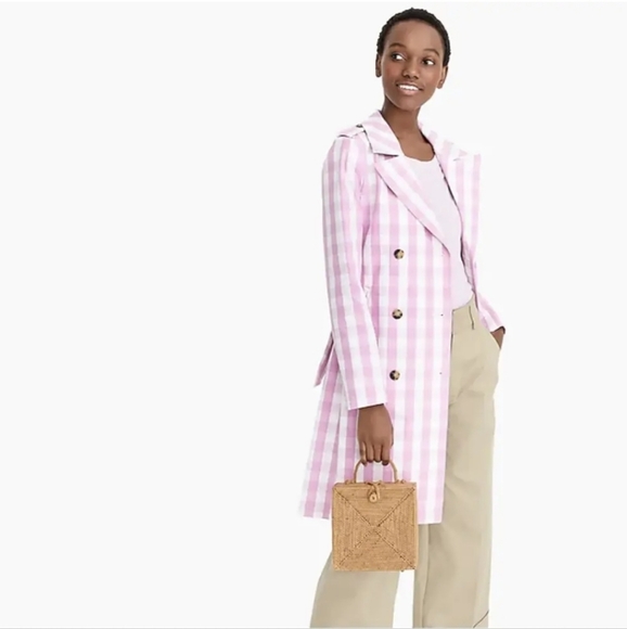 J. Crew Jackets & Blazers - J.Crew 2011 Icon Trench Coat in Oversized Gingham Button Front Sash Tie Lilic 0